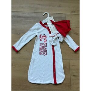 NBA Baby Atlanta Hawks Sleeper Gown Hat Booties Set‎ White Red 0-6M New
